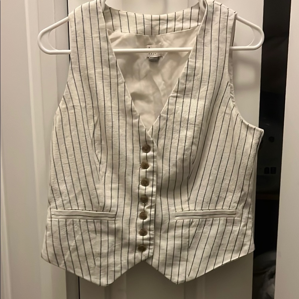 A New Day White Button-Up Vest
